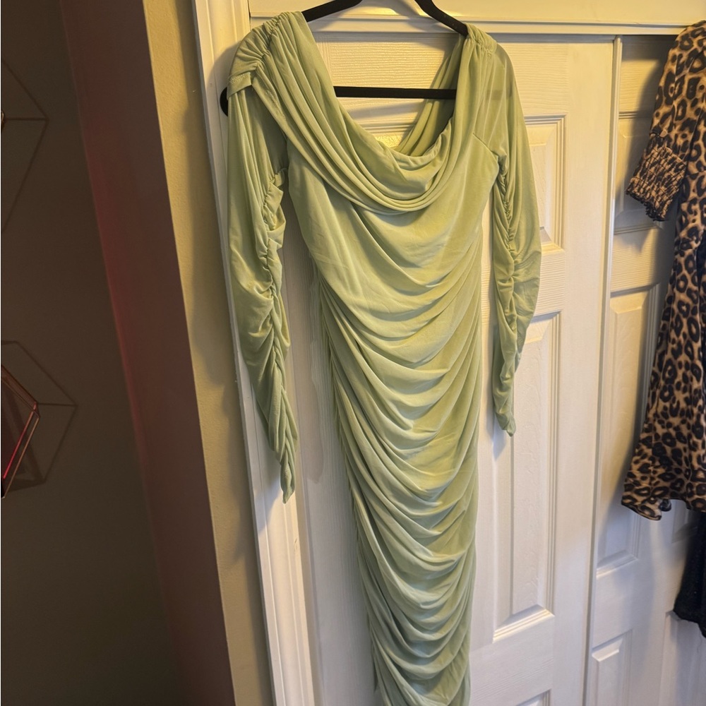 Elegant Green Draped Dress